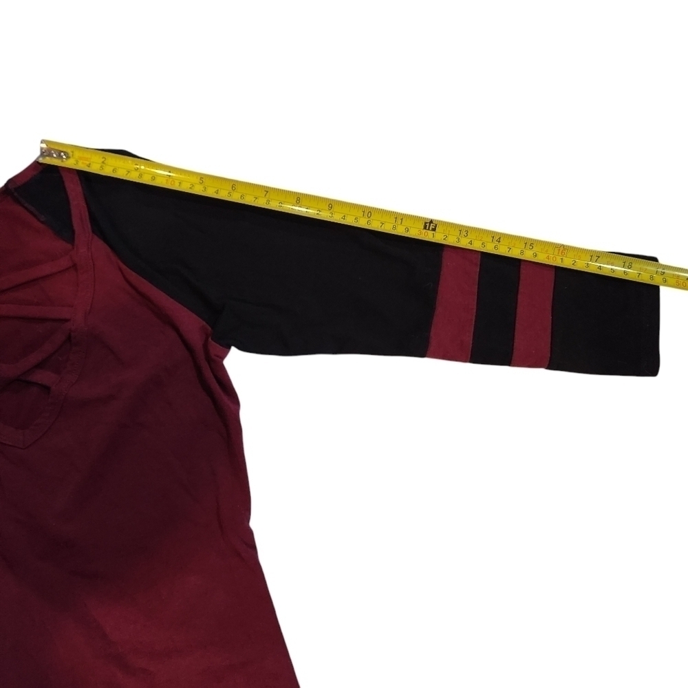 Bozzolo Womens ¾ Length Sleeve Burgundy Black Sporty Striped Dress Tunic Size S - Picture 5 of 7